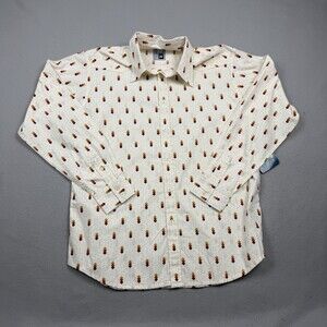 NWT Salty Men’s Button Up Shirt Large Retro Geometric Print Long Sleeve Y2K